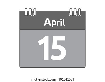 Calendar icon flat on white background. April 15
