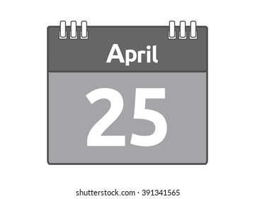 Calendar icon flat on white background. April 25