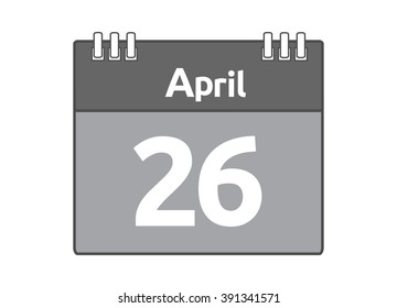 Calendar icon flat on white background. April 26