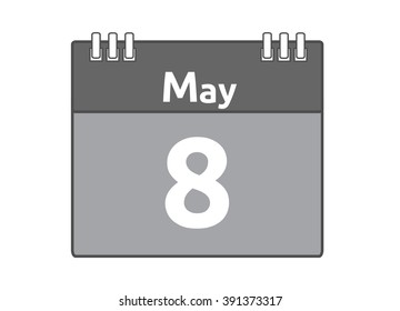 Calendar icon flat on white background. May 8