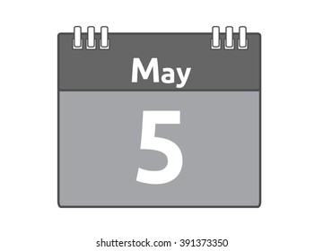 Calendar icon flat on white background. May 5