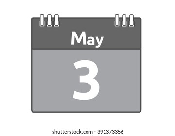 Calendar icon flat on white background. May 3