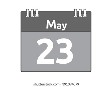 Calendar icon flat on white background. May 23