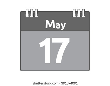 Calendar icon flat on white background. May 17