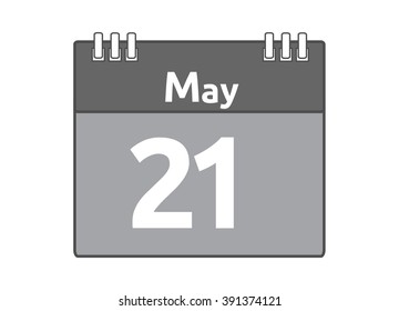 Calendar icon flat on white background. May 21
