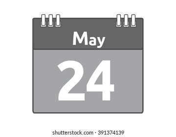 Calendar icon flat on white background. May 24