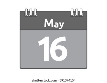 Calendar icon flat on white background. May 16