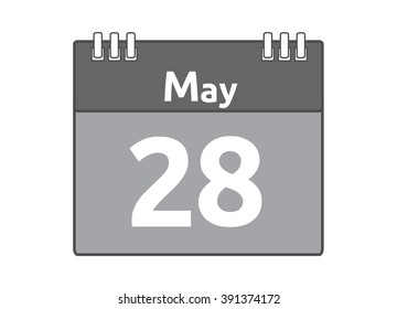 Calendar icon flat on white background. May 28