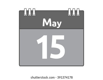 Calendar icon flat on white background. May 15