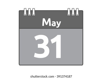 Calendar icon flat on white background. May 31