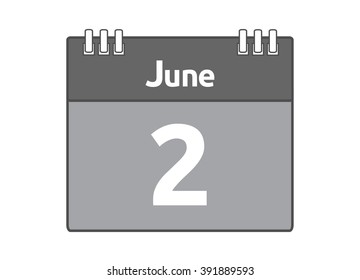 Calendar icon flat on white background. June 2