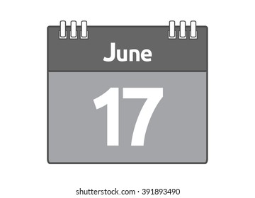 Calendar icon flat on white background. June 17