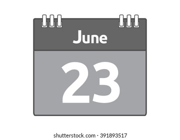 Calendar icon flat on white background. June 23