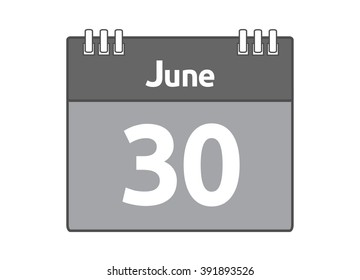 Calendar icon flat on white background. June 30