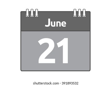 Calendar icon flat on white background. June 21