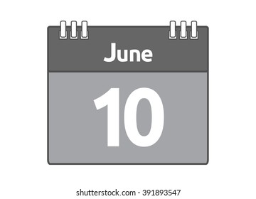 Calendar icon flat on white background. June 10