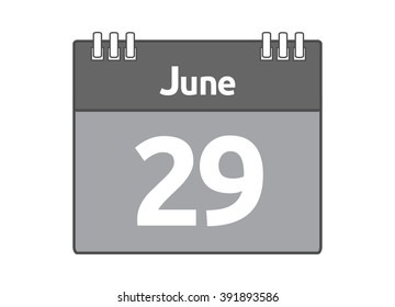 Calendar icon flat on white background. June 29