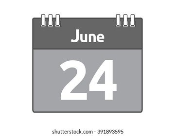 Calendar icon flat on white background. June 24