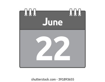 Calendar icon flat on white background. June 22