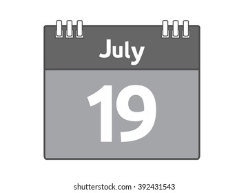 Calendar icon flat on white background. July 19