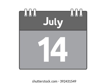 Calendar icon flat on white background. July 14