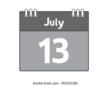 Calendar icon flat on white background. July 13