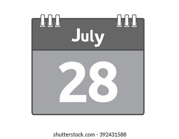 Calendar icon flat on white background. July 28