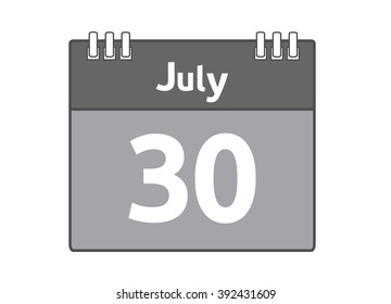Calendar icon flat on white background. July 30