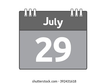 Calendar icon flat on white background. July 29