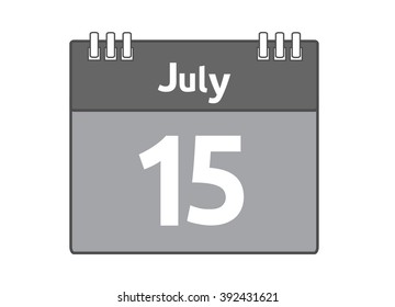Calendar icon flat on white background. July 15