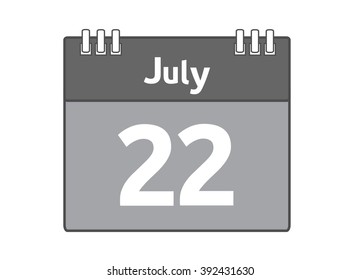 Calendar icon flat on white background. July 22