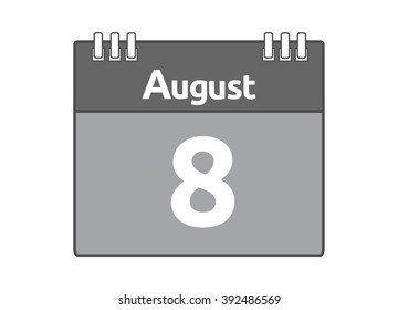 Calendar icon flat on white background. August 8