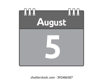 Calendar icon flat on white background. August 5
