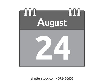 Calendar icon flat on white background. August 24