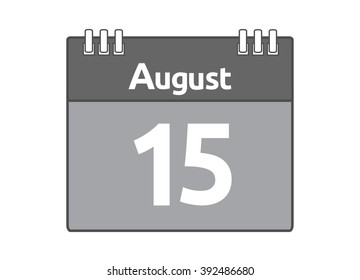 Calendar icon flat on white background. August 15
