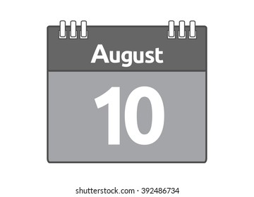 Calendar icon flat on white background. August 10