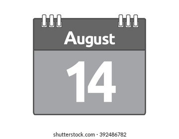 Calendar icon flat on white background. August 14