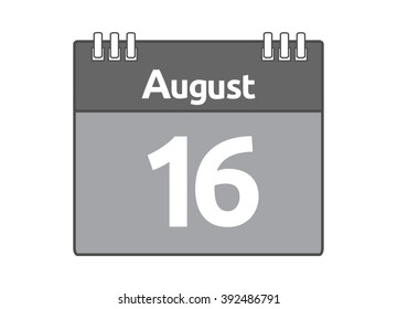 Calendar icon flat on white background. August 16