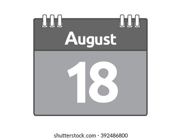 Calendar icon flat on white background. August 18