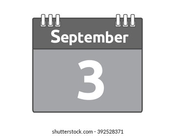 Calendar icon flat on white background. September 3