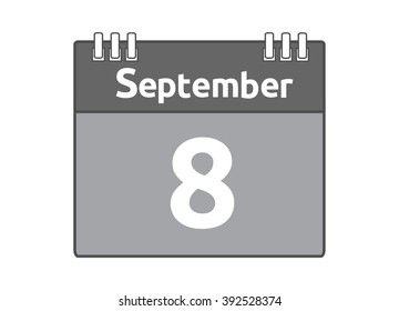 Calendar icon flat on white background. September 8