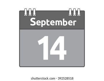 Calendar icon flat on white background. September 14