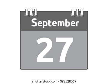 Calendar icon flat on white background. September 27