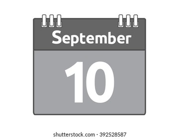 Calendar icon flat on white background. September 10