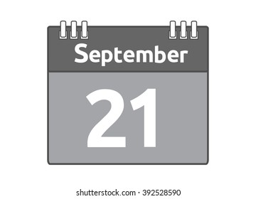 Calendar icon flat on white background. September 21