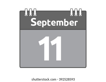 Calendar icon flat on white background. September 11