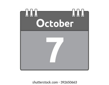 Calendar icon flat on white background. October 7
