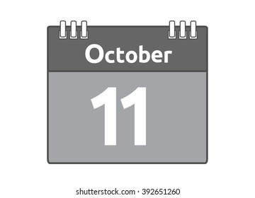 Calendar icon flat on white background. October 11