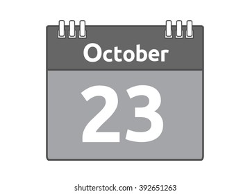 Calendar icon flat on white background. October 23