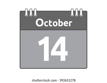 Calendar icon flat on white background. October 14